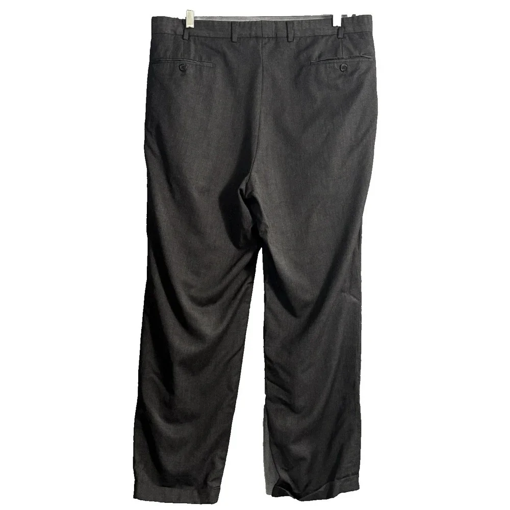 LORO PIANA Men Tasmanian Super 120 Wool Pleated Front Pants Sz 38 Charcoal‎ 10-7